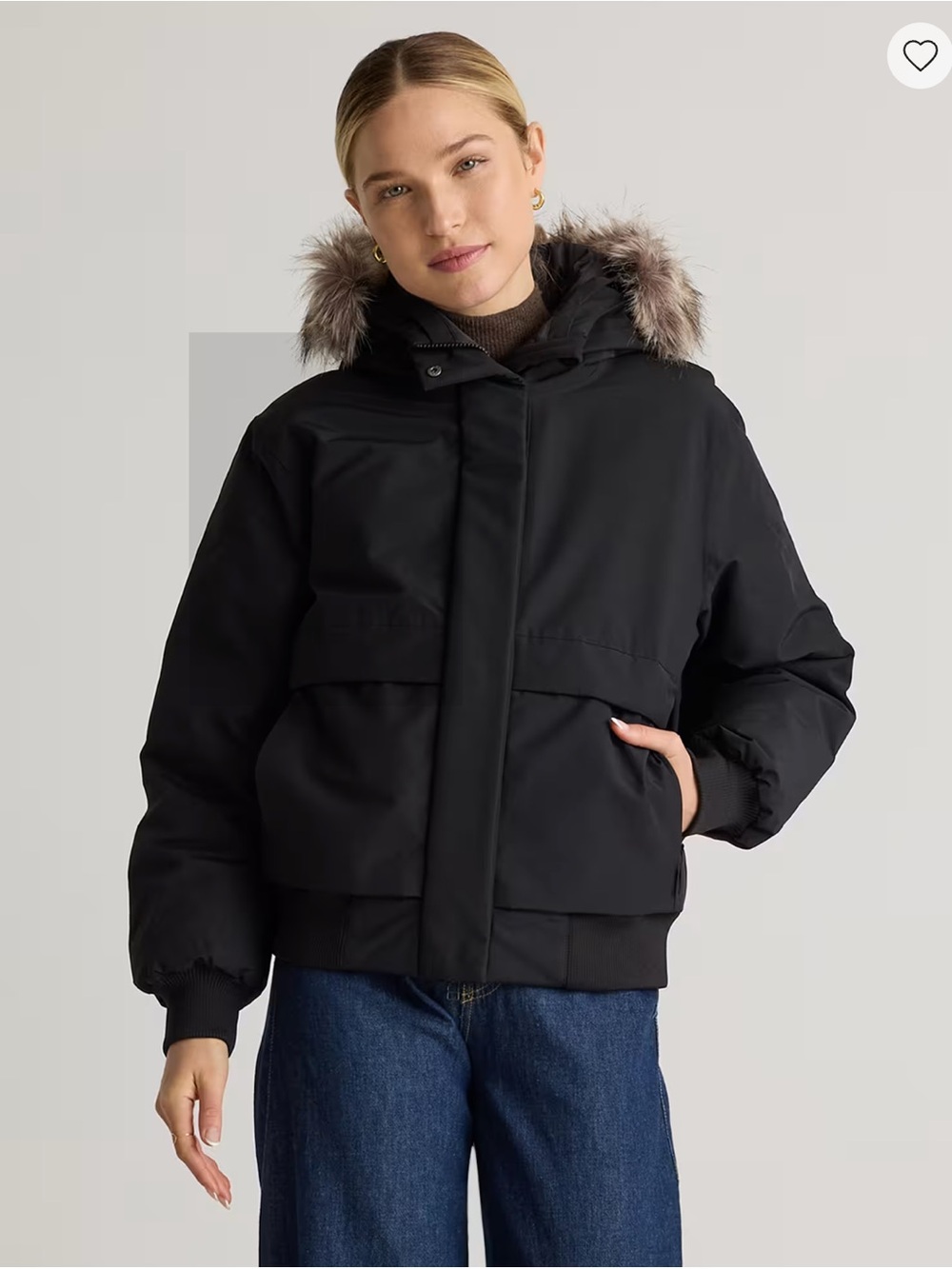 Quince Responsible Down Hooded Short Parka Black XS NWT